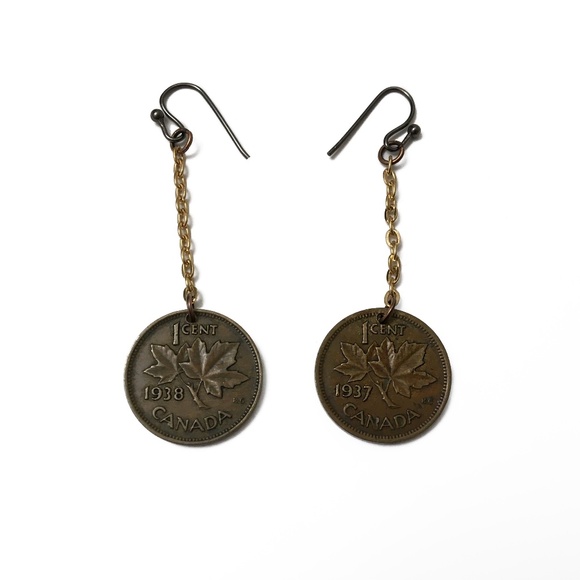 The Royal Canadian Mint Jewelry - Lucky Penny Earrings—King George VI—Gold Chain Dangle Earrings